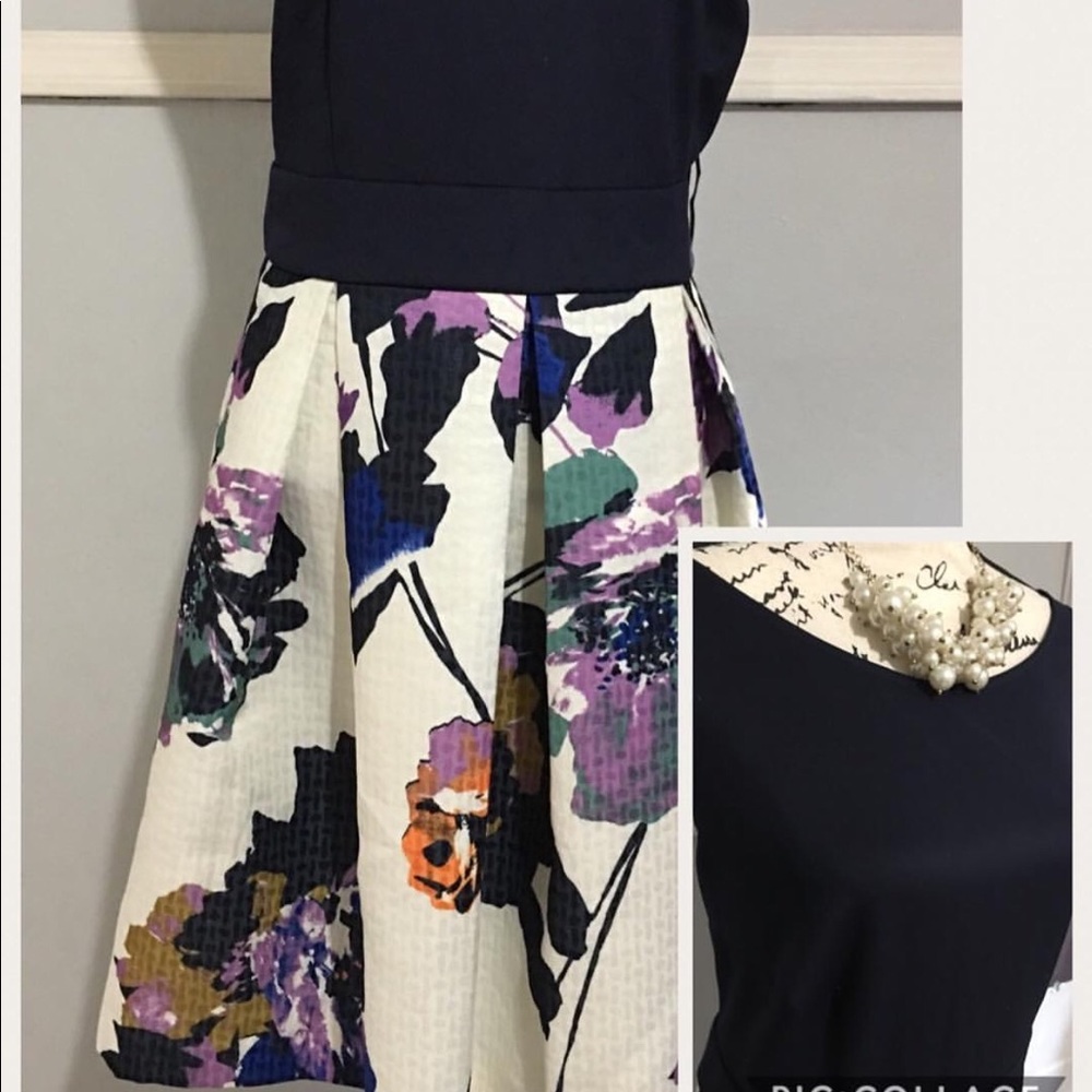 Blue Top Floral Print Bottom Dress